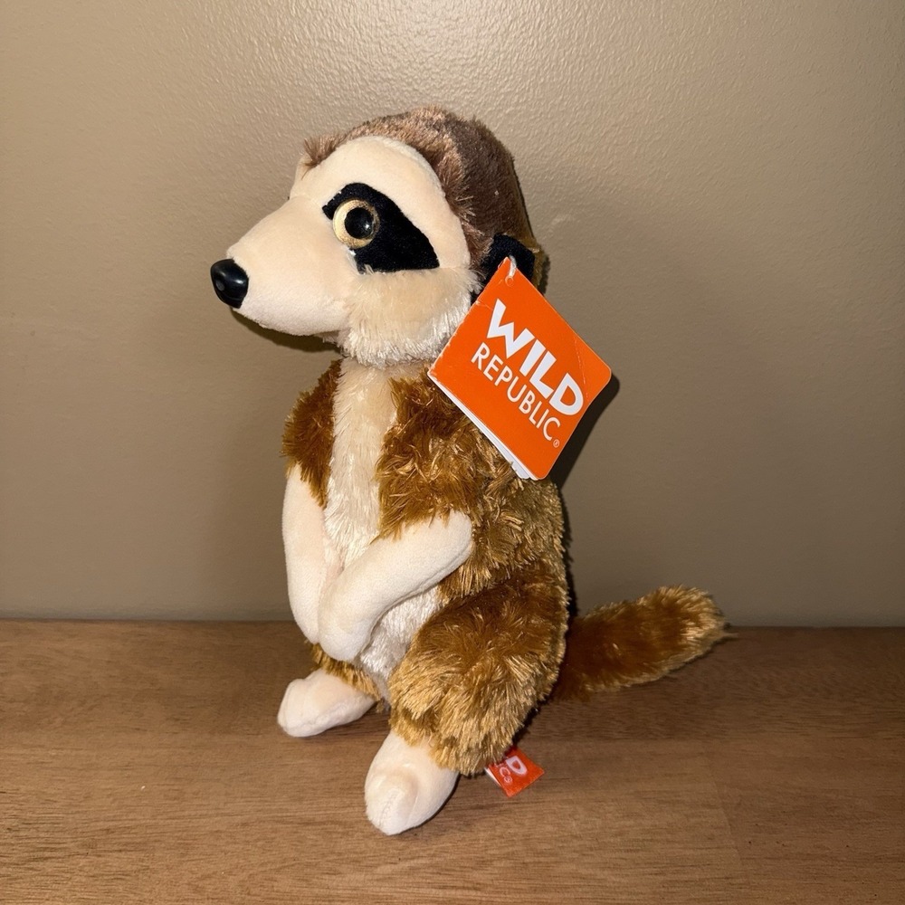 Wild Republic Meerkat Plush Stuffed Animal Standing Brown Tan 8 Inch NWT